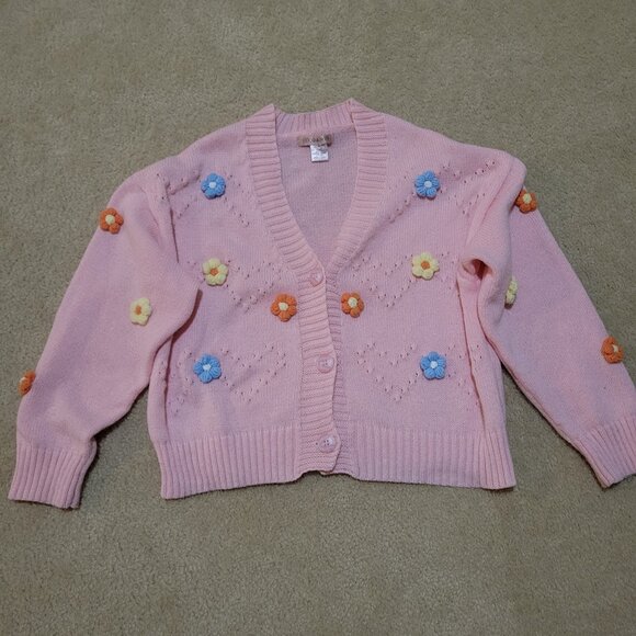 Coco & Shay Women’s Size Large Pink ButtoneUp Knit Cardigan Barbiecore Hippi 70s - Picture 1 of 8